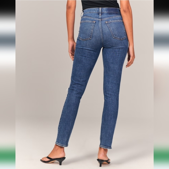 Abercrombie & Fitch Curve Love The Skinny High Rise Distressed Jeans Size 25 - Picture 2 of 10